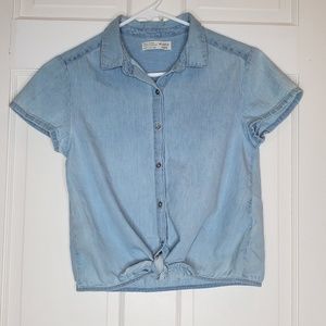 Zara denim Jean button down t shirt